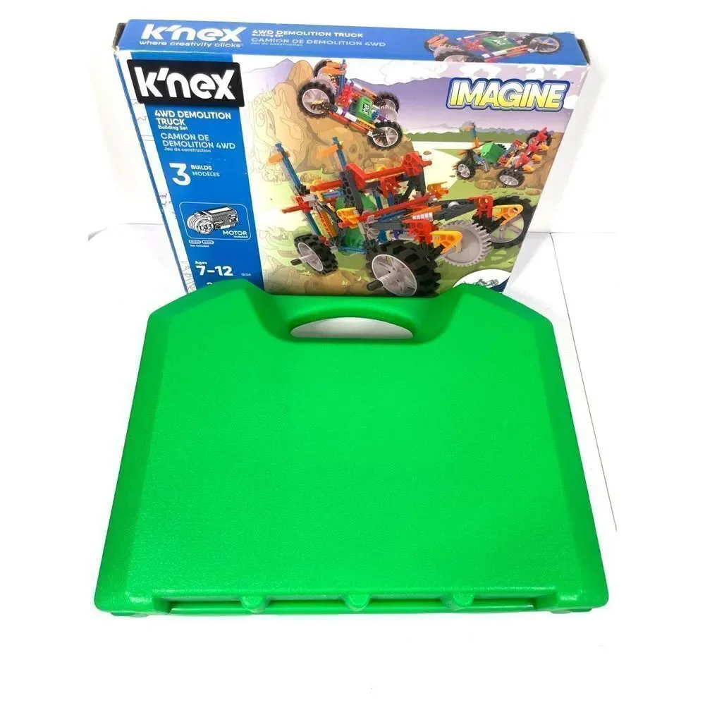 Kinex K’NEX 4WD Demolition Truck Building Set Ages 7-12 Motor 90s Storage Box